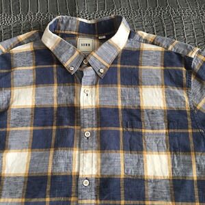 ROWM Shirt Mens 2XL Multicolor Plaid Short Sleeve Button Up Cotton Blend ~Flawed
